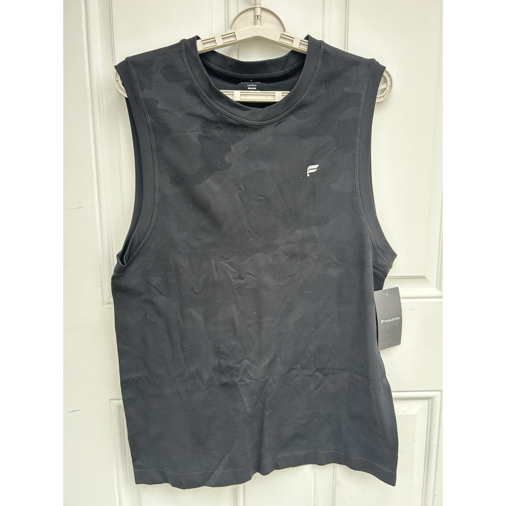 NWT Fabletics The Training Day Black Camo Muscle Tank Size Medium Anti-Stink